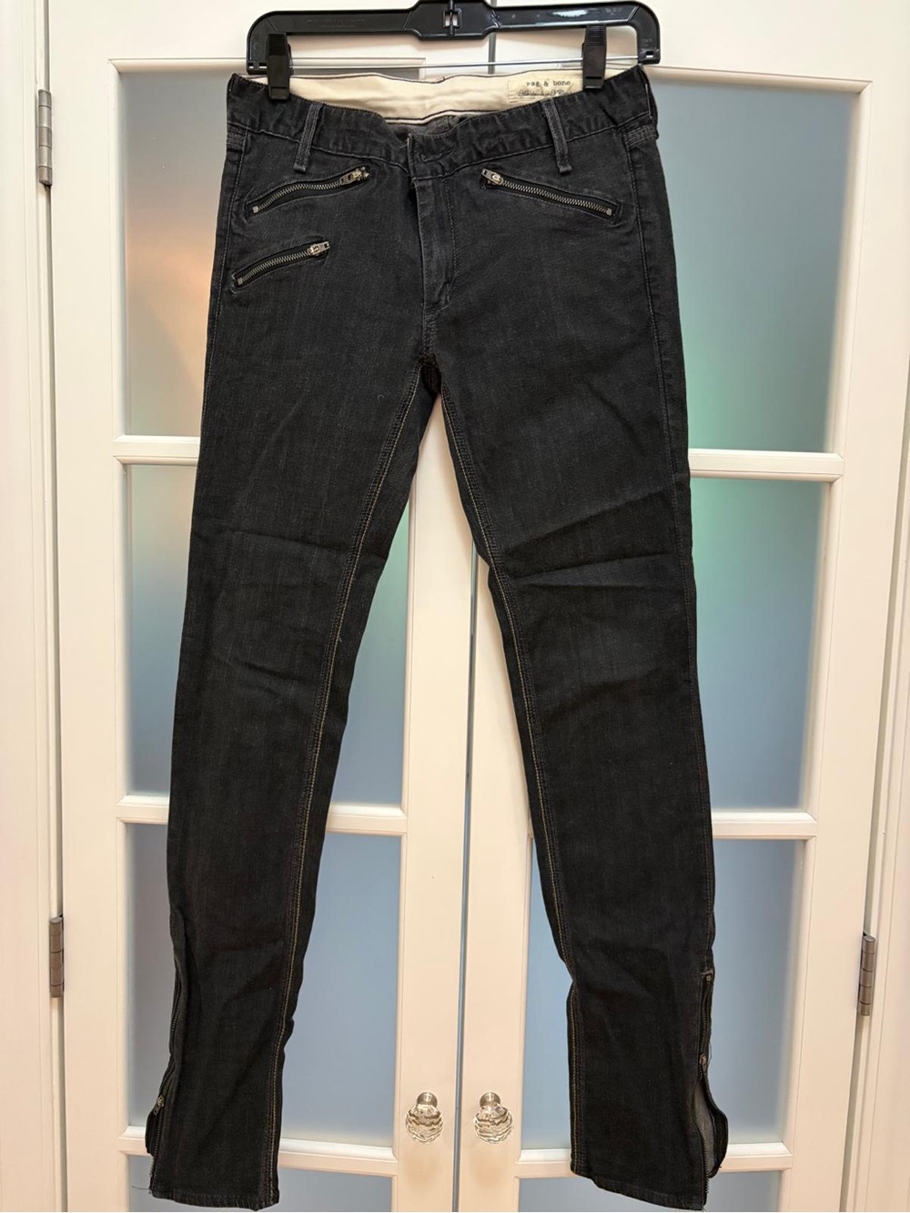 J Brand Black Skinny Jeans with Angled Zip Fronts